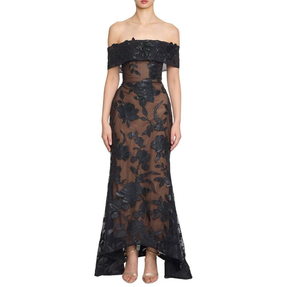 Marchesa Notte Womens Gown, Black